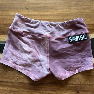 Savage Barbell tie dye booty shorts